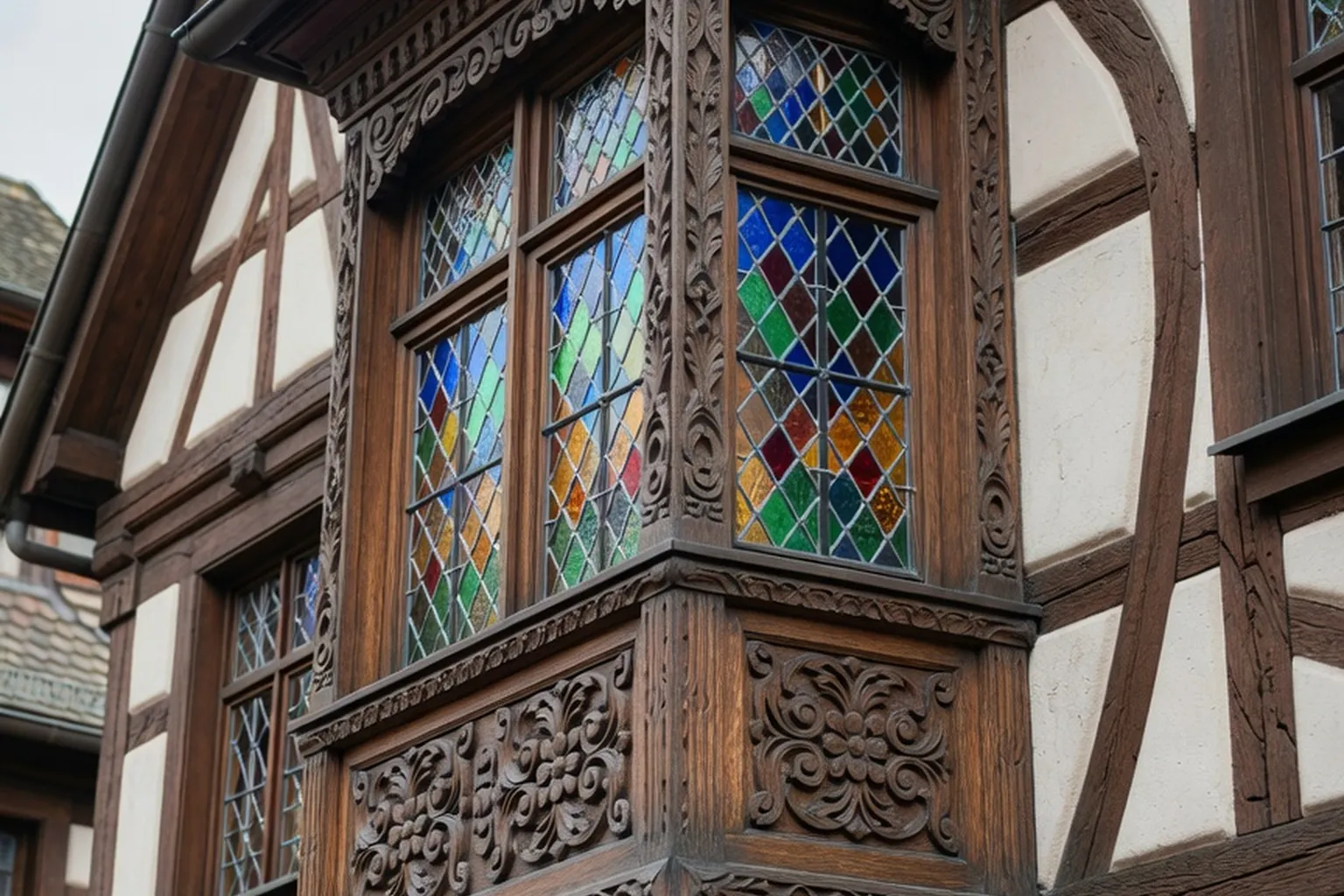 Oriel d'angle typique d'une maison bourgeoise alsacienne